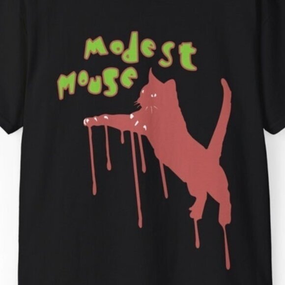 Retro Modest Mouse Cat Fan Band Graphic T-Shirt 170 - Picture 2 of 5